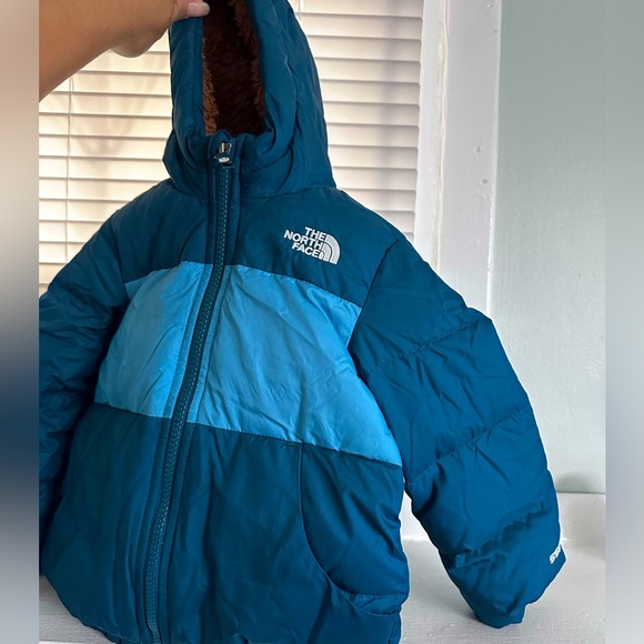 The North Face Teal and Light Blue Hooded Jacket 3t - Picture 1 of 6